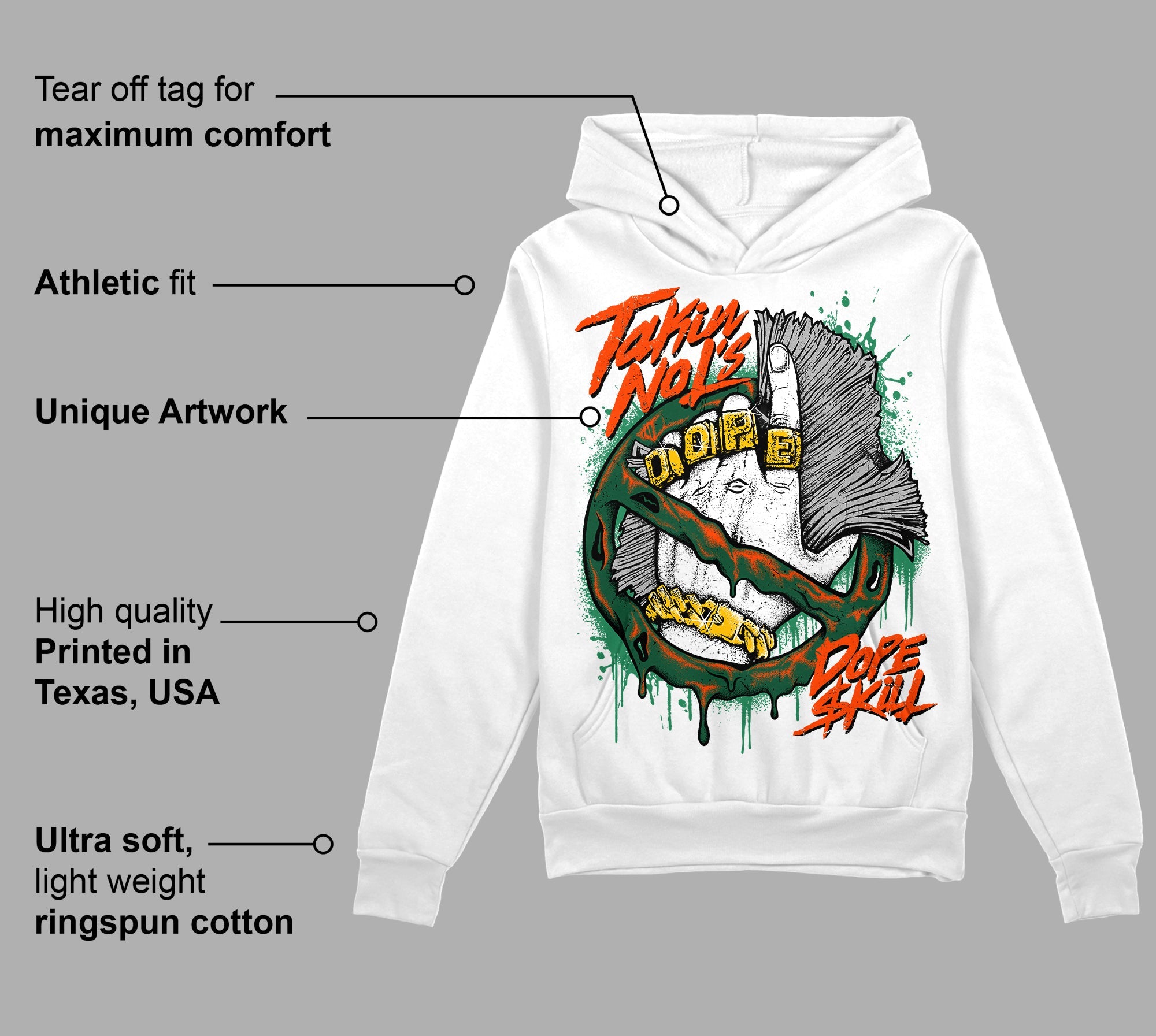 Dunk Low Team Dark Green Orange superstreetwear Hoodie Sweatshirt Takin No L's Graphic