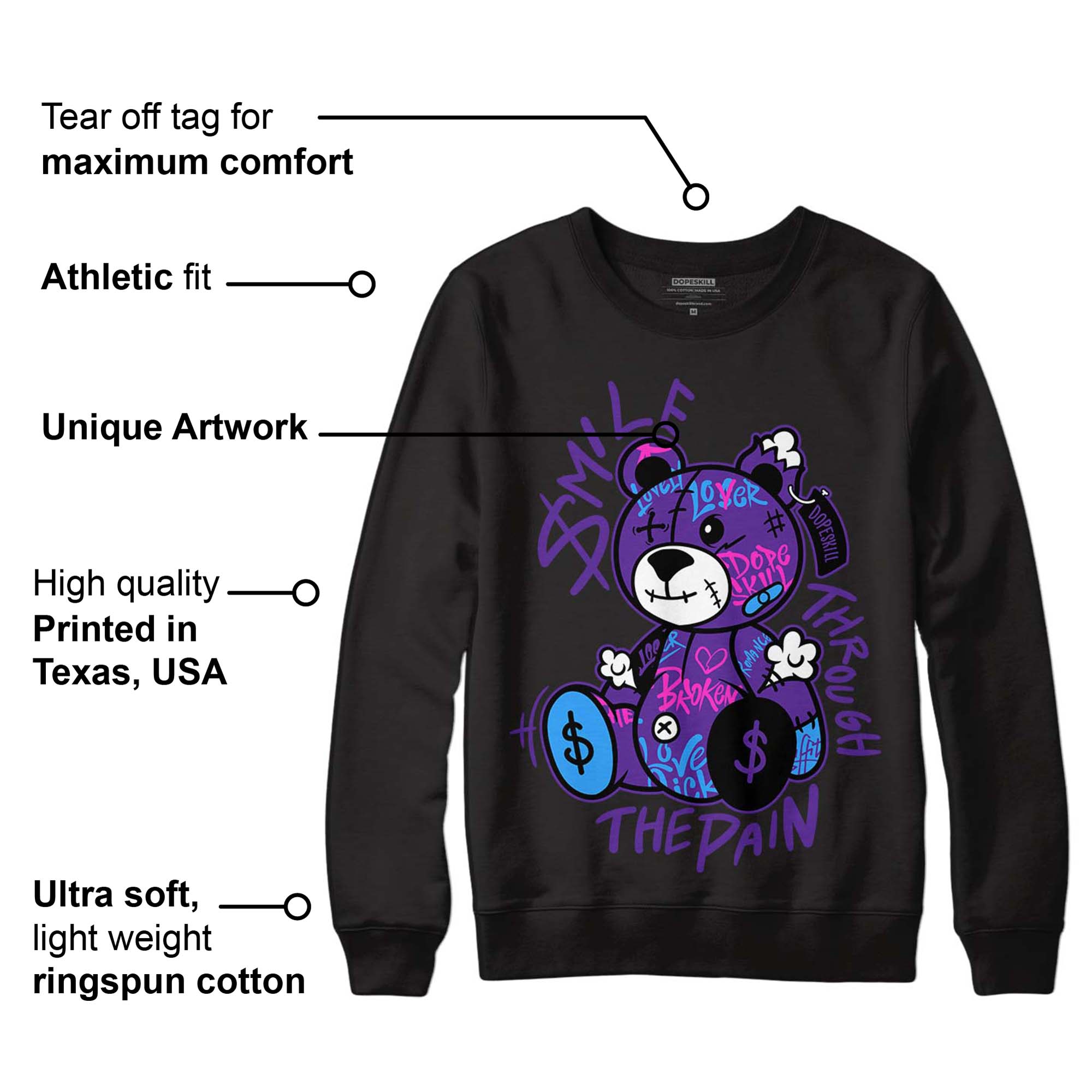 PURPLE Collection superstreetwear Sweatshirt Smile Through The Pain Graphic