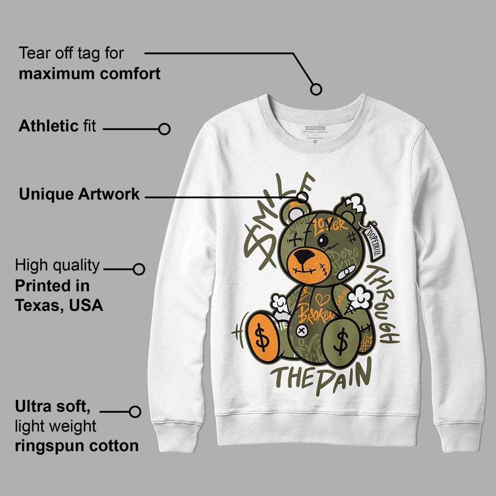 Olive 5s superstreetwear Sweatshirt Smile Through The Pain Graphic