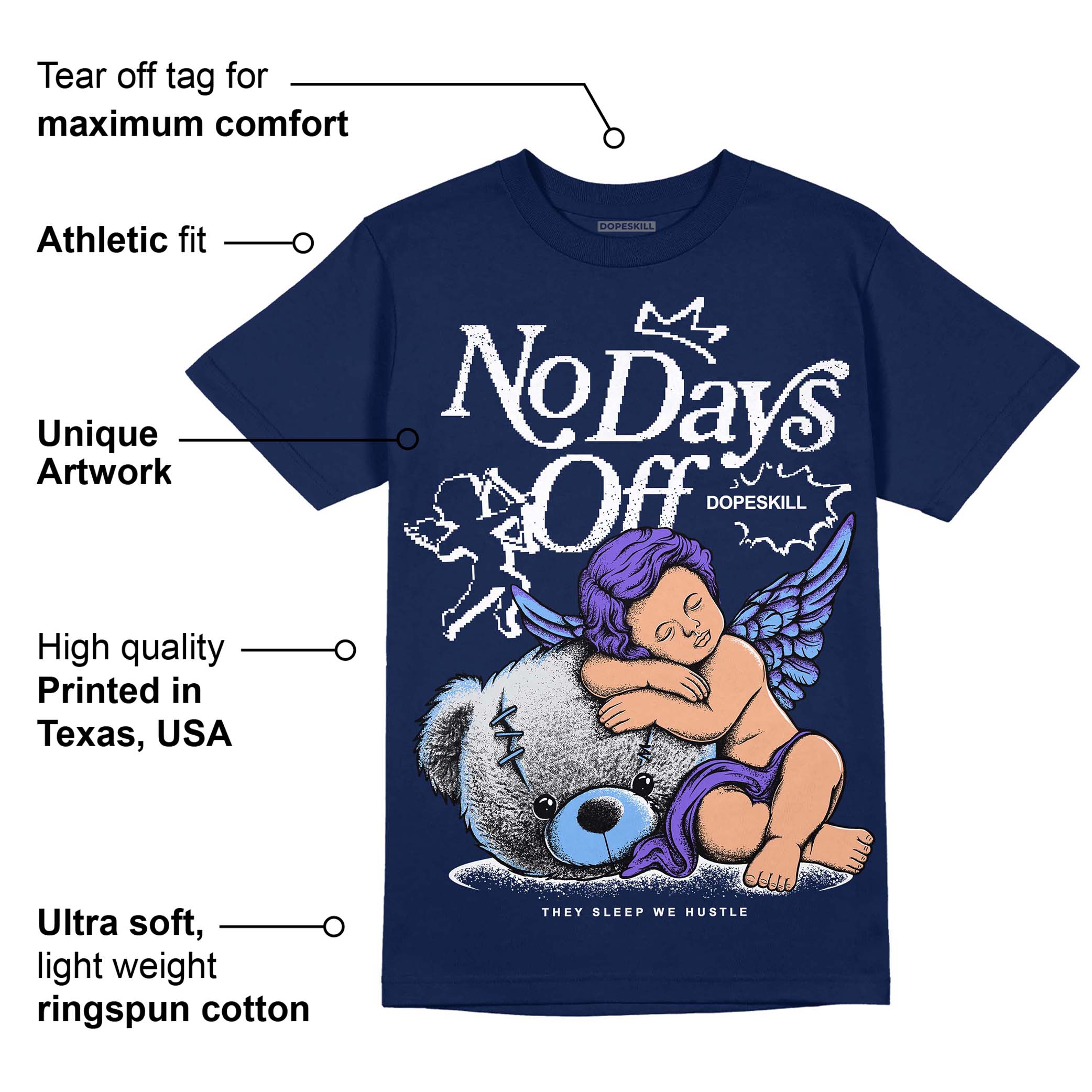 Midnight Navy 5s superstreetwear Navy T-Shirt New No Days Off Graphic