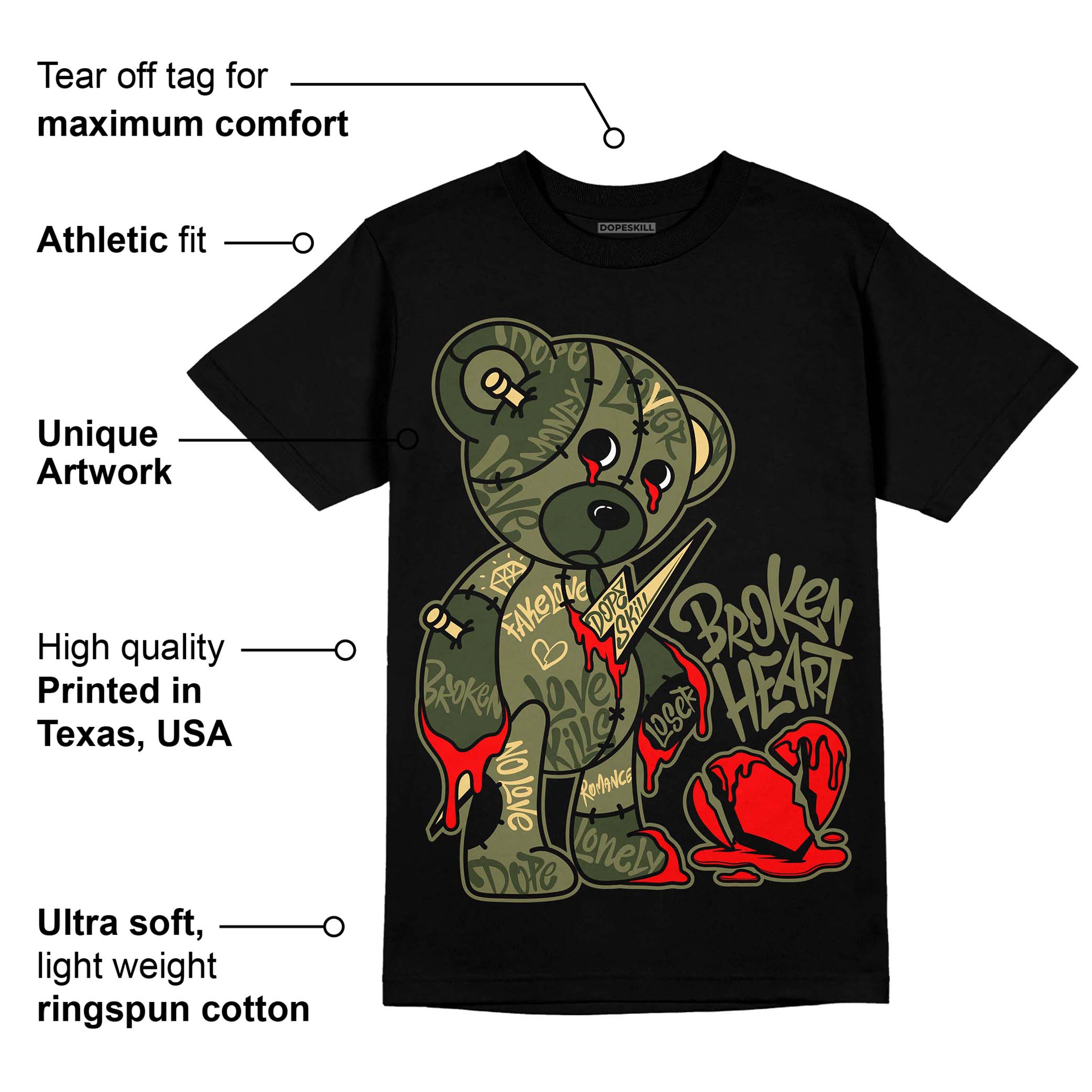 Craft Olive 4s superstreetwear T-Shirt Broken Heart Graphic