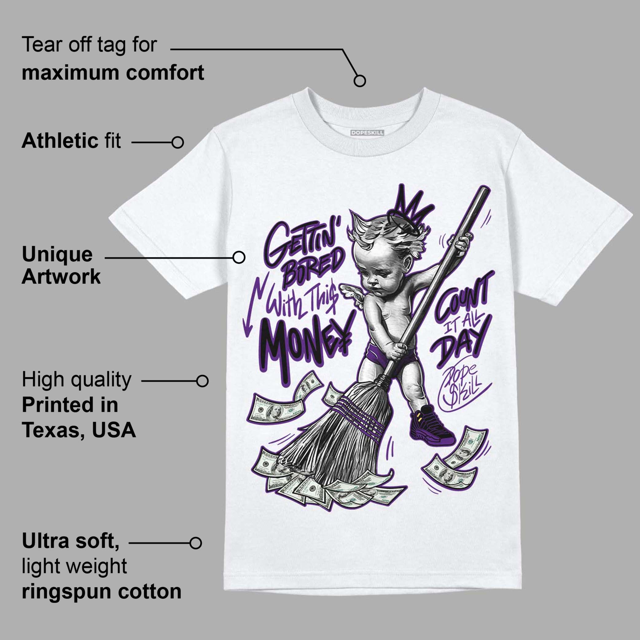 Field Purple 12s superstreetwear T-Shirt Gettin Bored With This Money Graphic