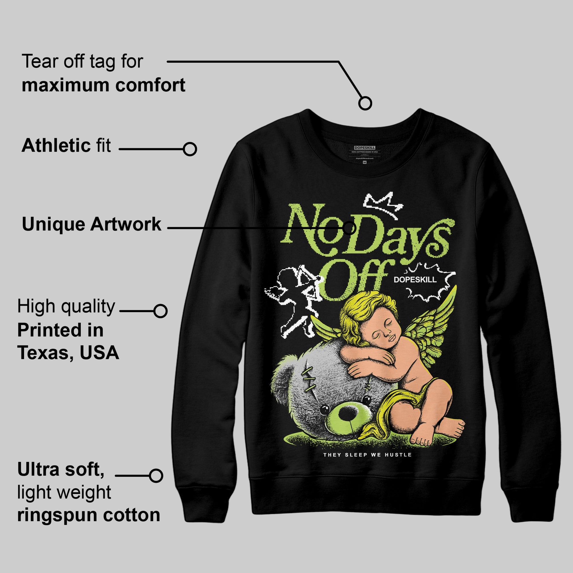 Bright Cactus 13s superstreetwear Sweatshirt New No Days Off Graphic