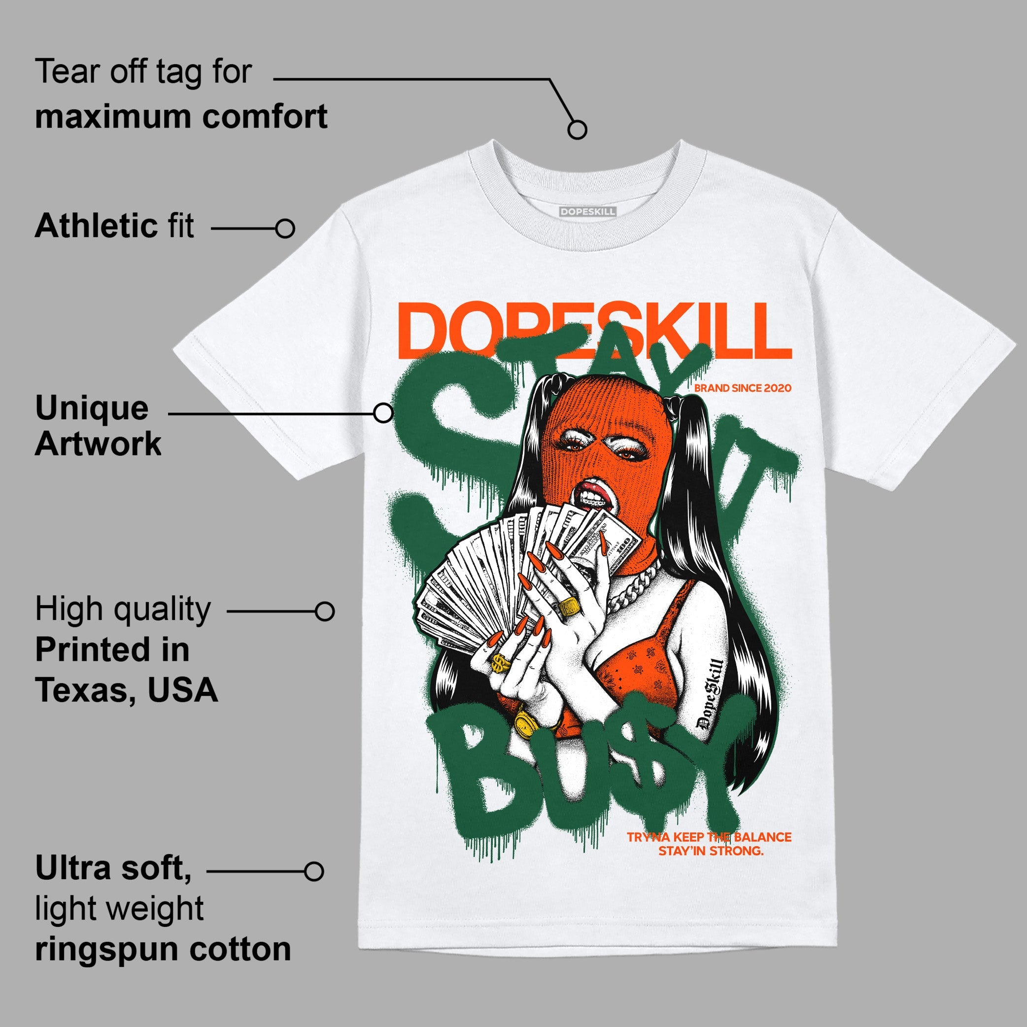 Dunk Low Team Dark Green Orange superstreetwear T-Shirt Stay It Busy Graphic