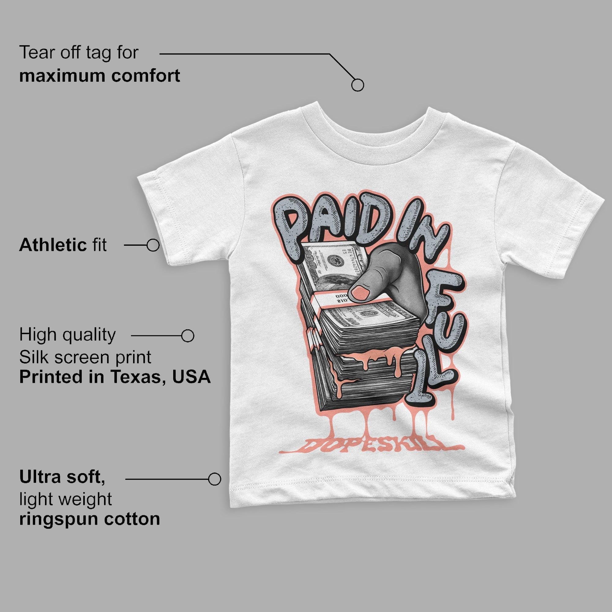 Crimson Bliss 5s superstreetwear Toddler Kids T-shirt Paid In Full Graphic