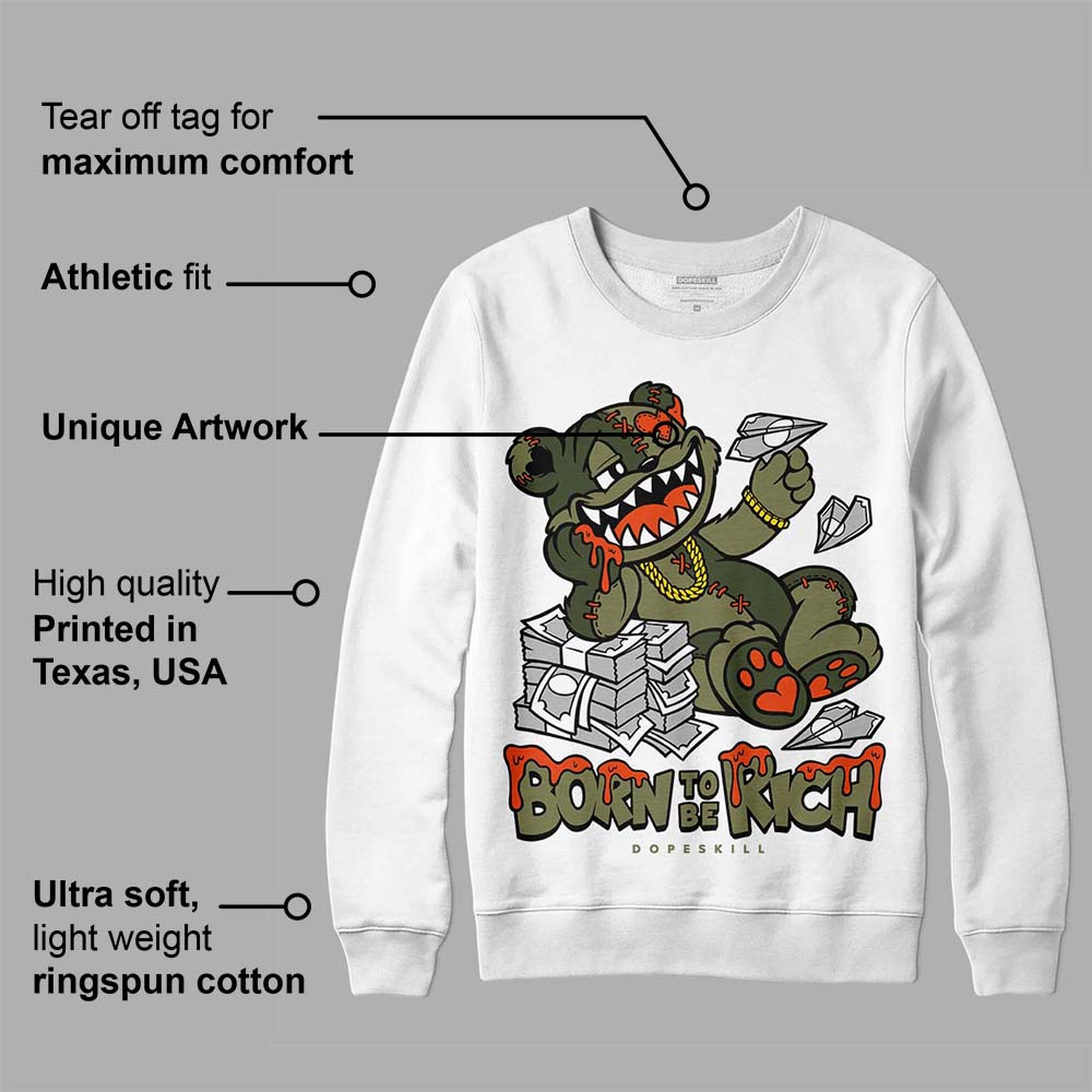Olive Collection superstreetwear Sweatshirt Born To Be Rich Graphic