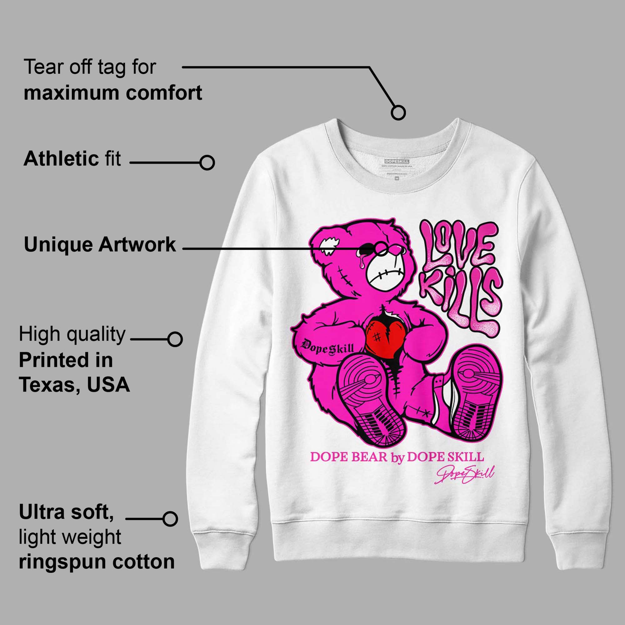 Dunk Low Active Fuchsia superstreetwear Sweatshirt Love Kills Graphic