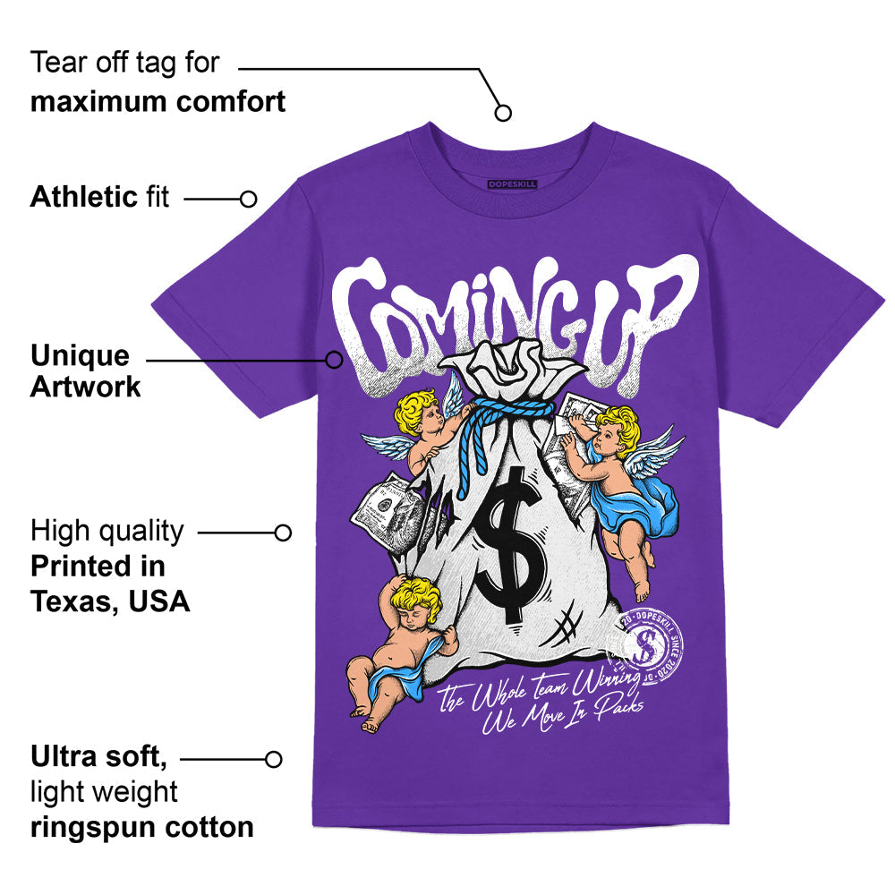 PURPLE Collection superstreetwear Purple T-shirt Money Bag Coming Up Graphic