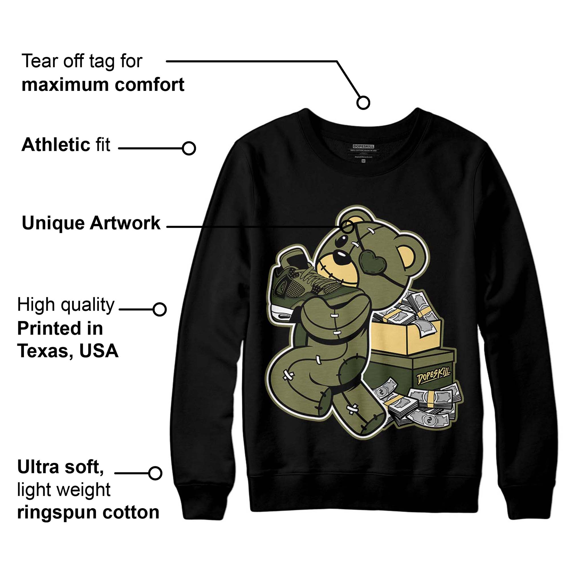 Craft Olive 4s superstreetwear Sweatshirt Bear Steals Sneaker Graphic