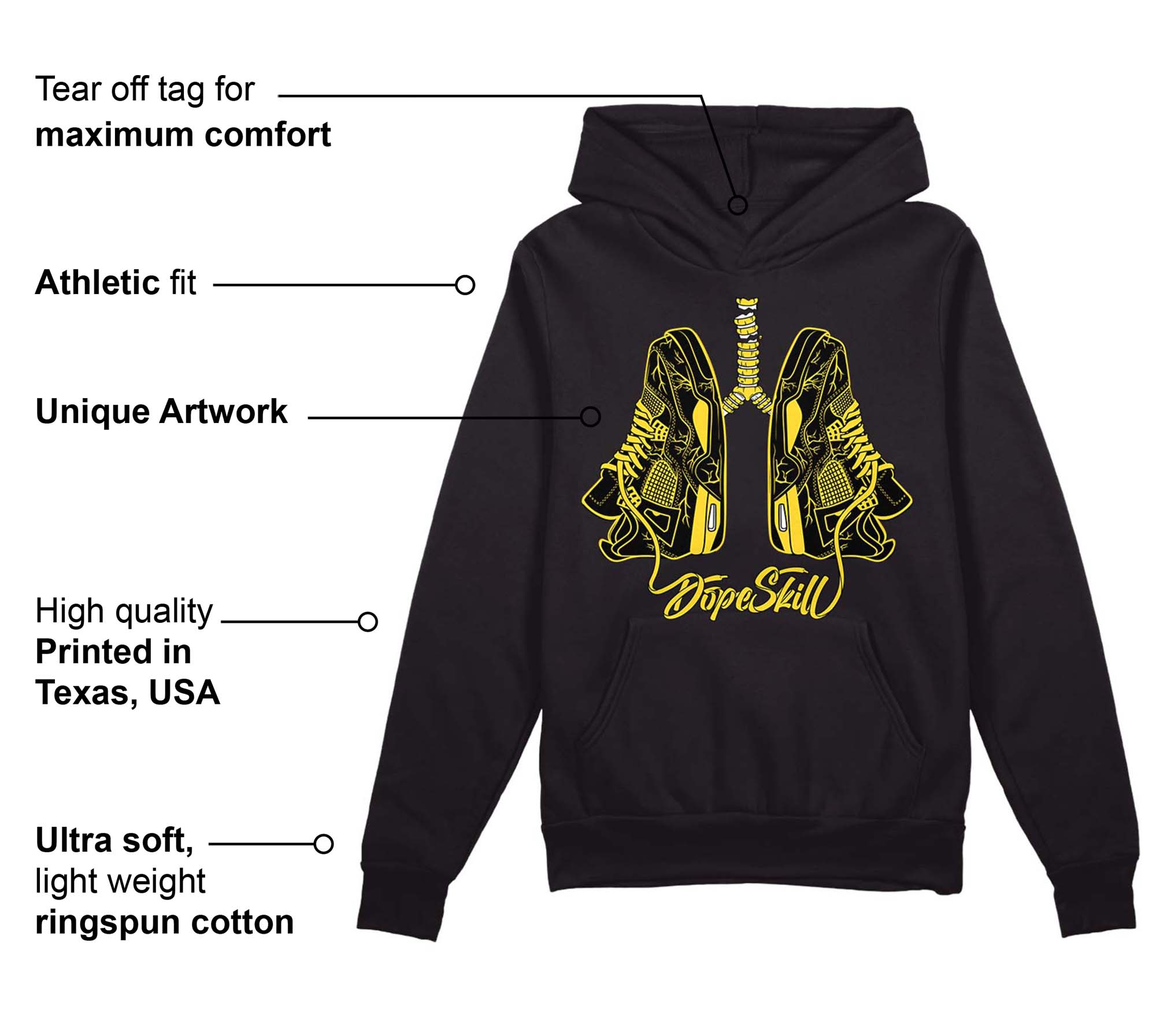 Black Tour Yellow AJ 4 Thunder superstreetwear Hoodie Sweatshirt Breathe Graphic
