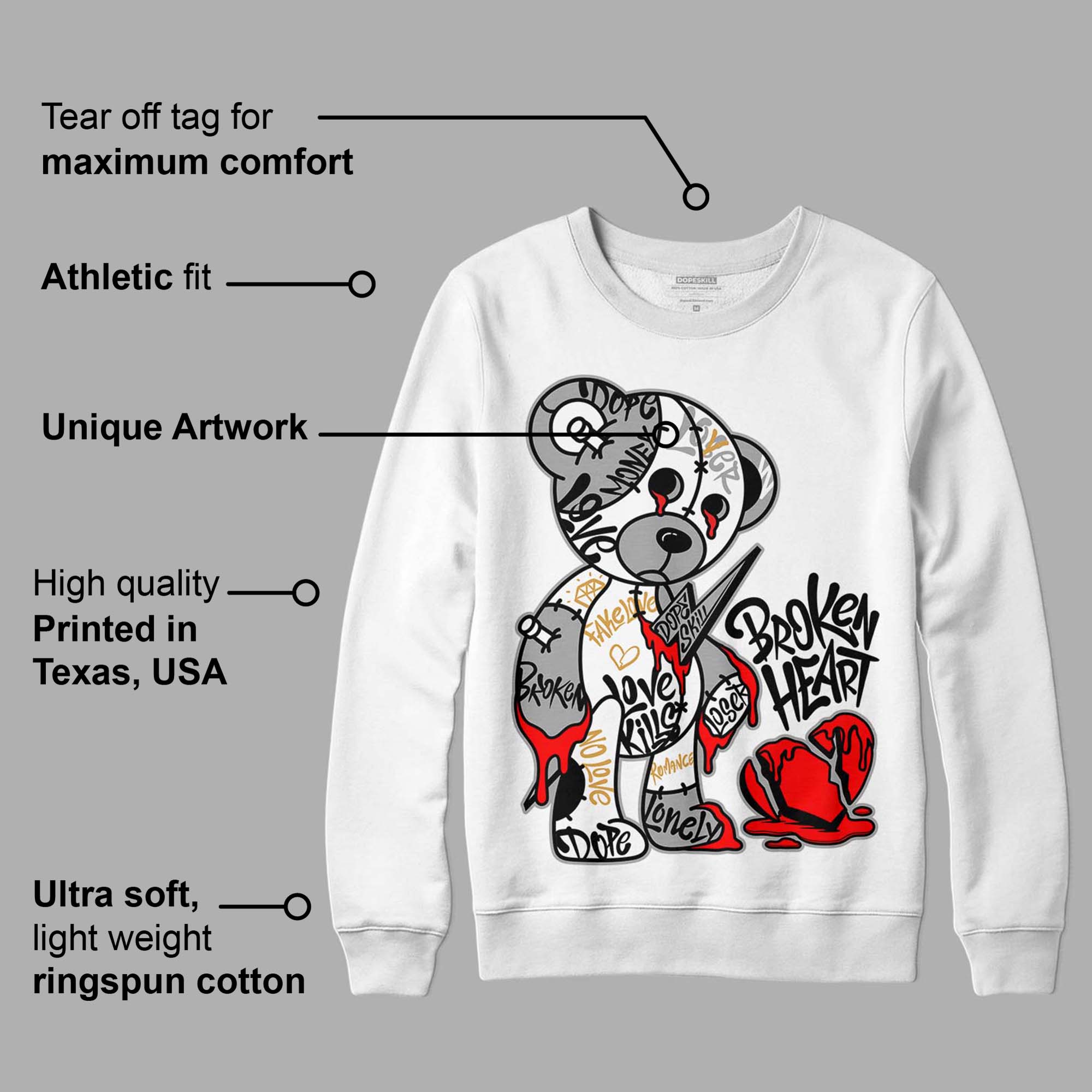 Gratitude 11s superstreetwear Sweatshirt Broken Heart Graphic