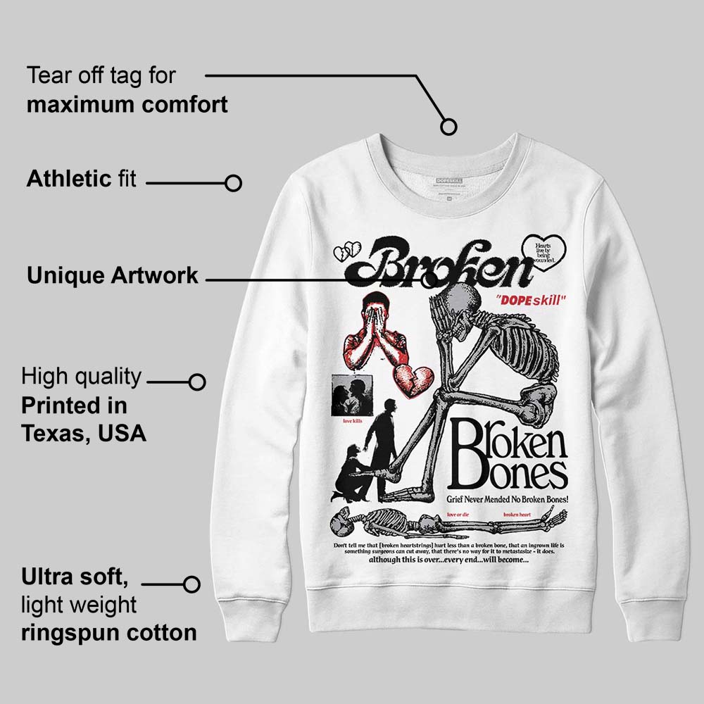 White Cement 4s superstreetwear Sweatshirt Broken Bones Graphic
