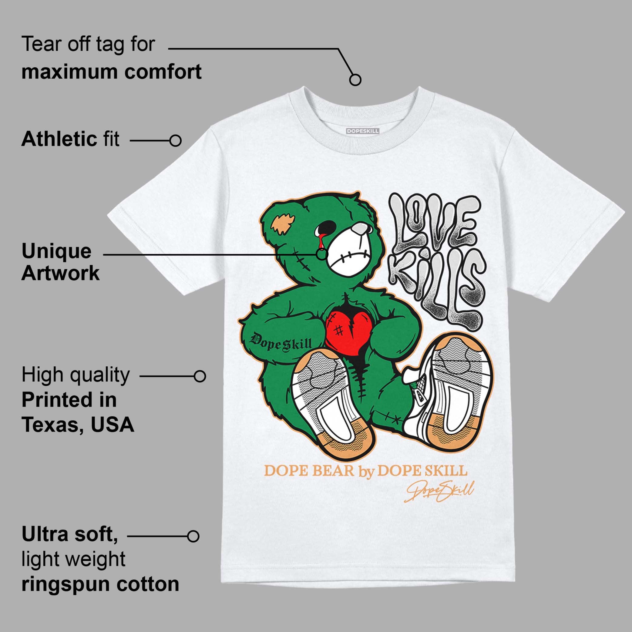 Pine Green 4s superstreetwear T-Shirt Love Kills Graphic