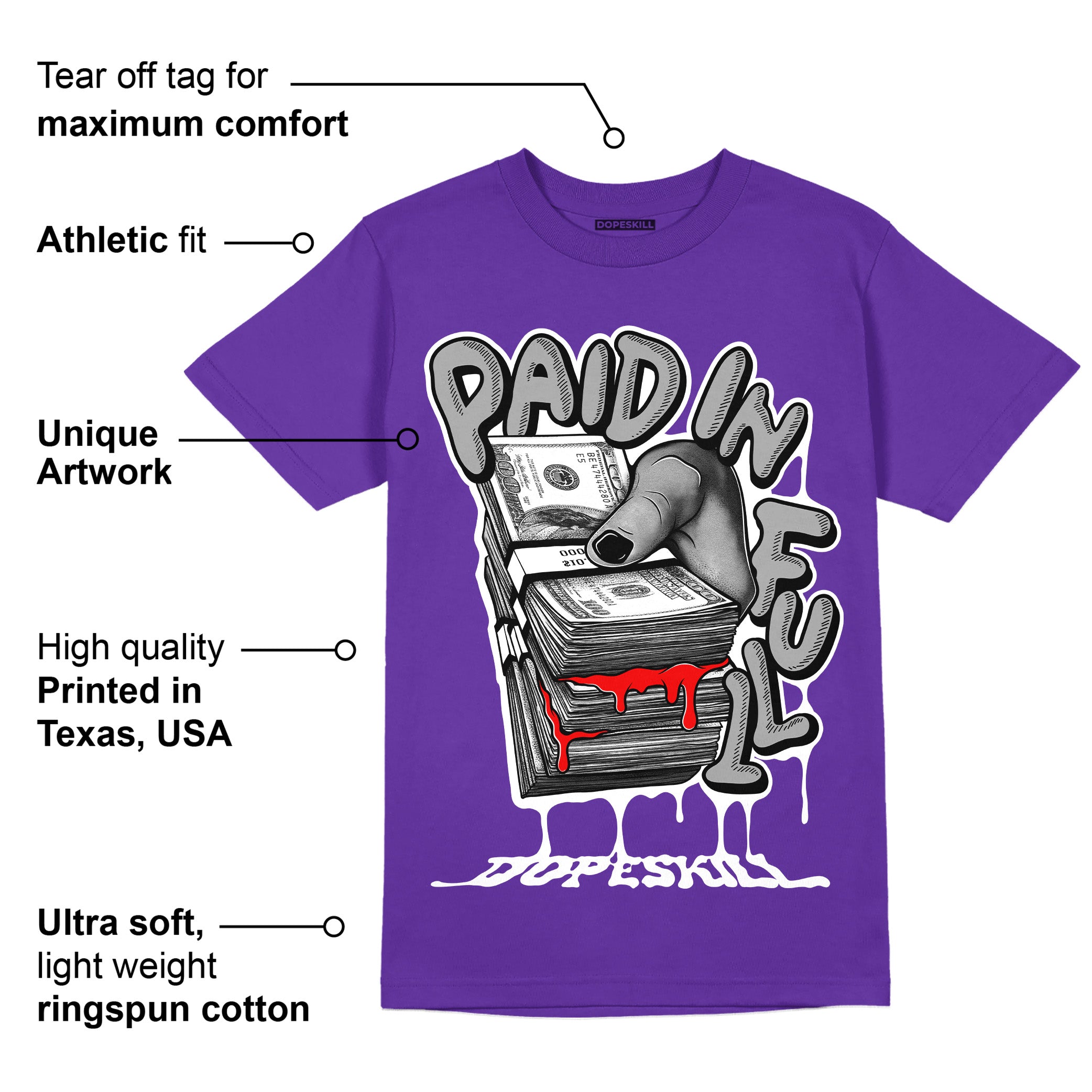 PURPLE Collection superstreetwear Purple T-shirt Paid In Full Graphic