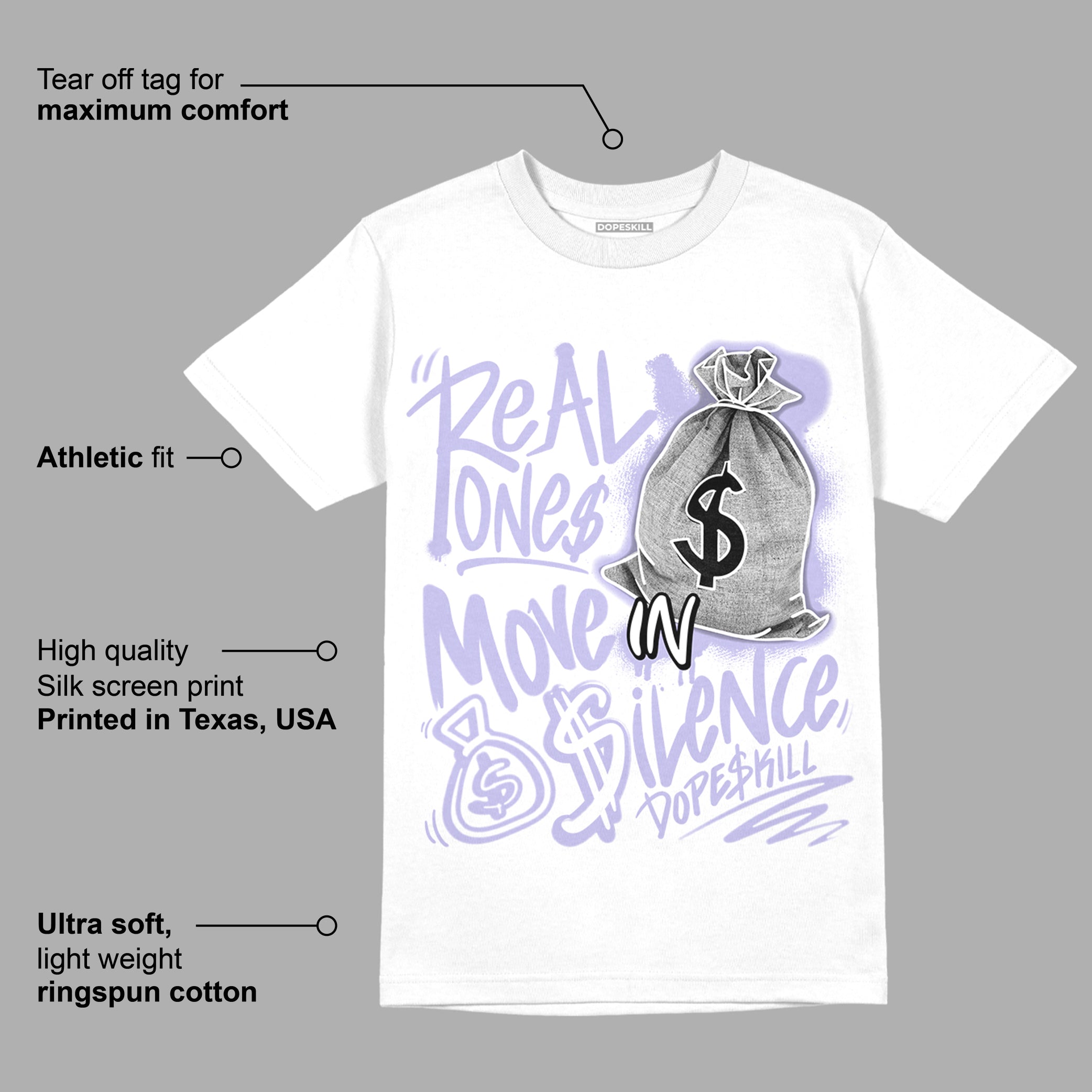 AJ 11 Low Pure Violet superstreetwear T-Shirt Real Ones Move In Silence Graphic