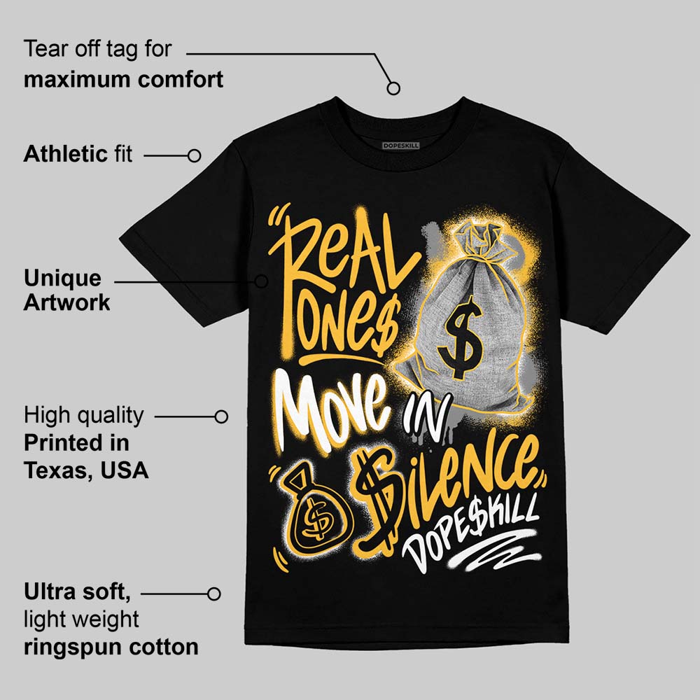 9060 Varsity Gold superstreetwear T-Shirt Real Ones Move In Silence Graphic