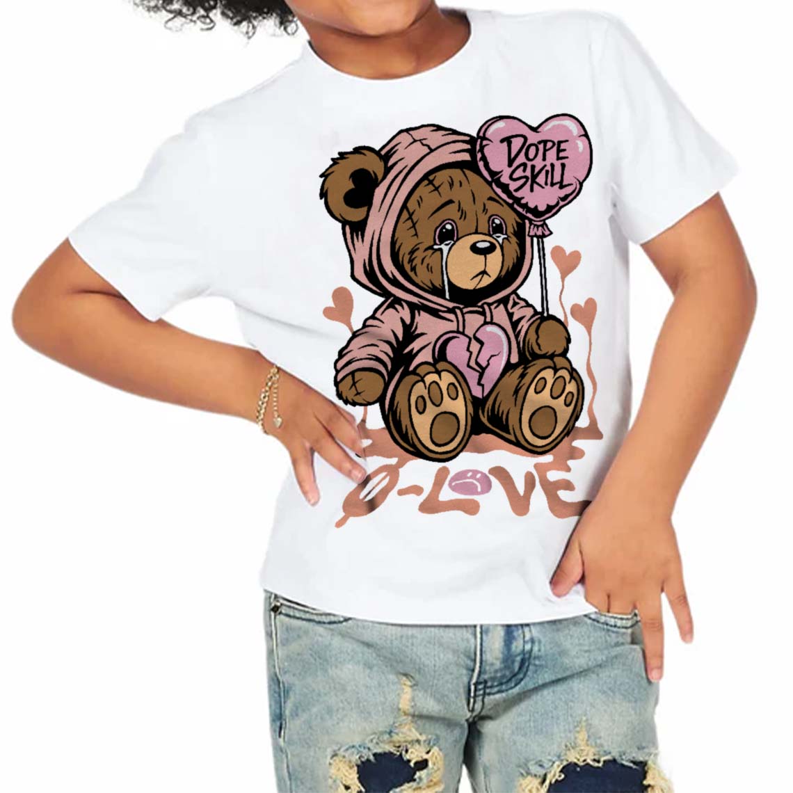Legend Pink 11s superstreetwear Toddler Kids T-shirt Broken Bear Graphic
