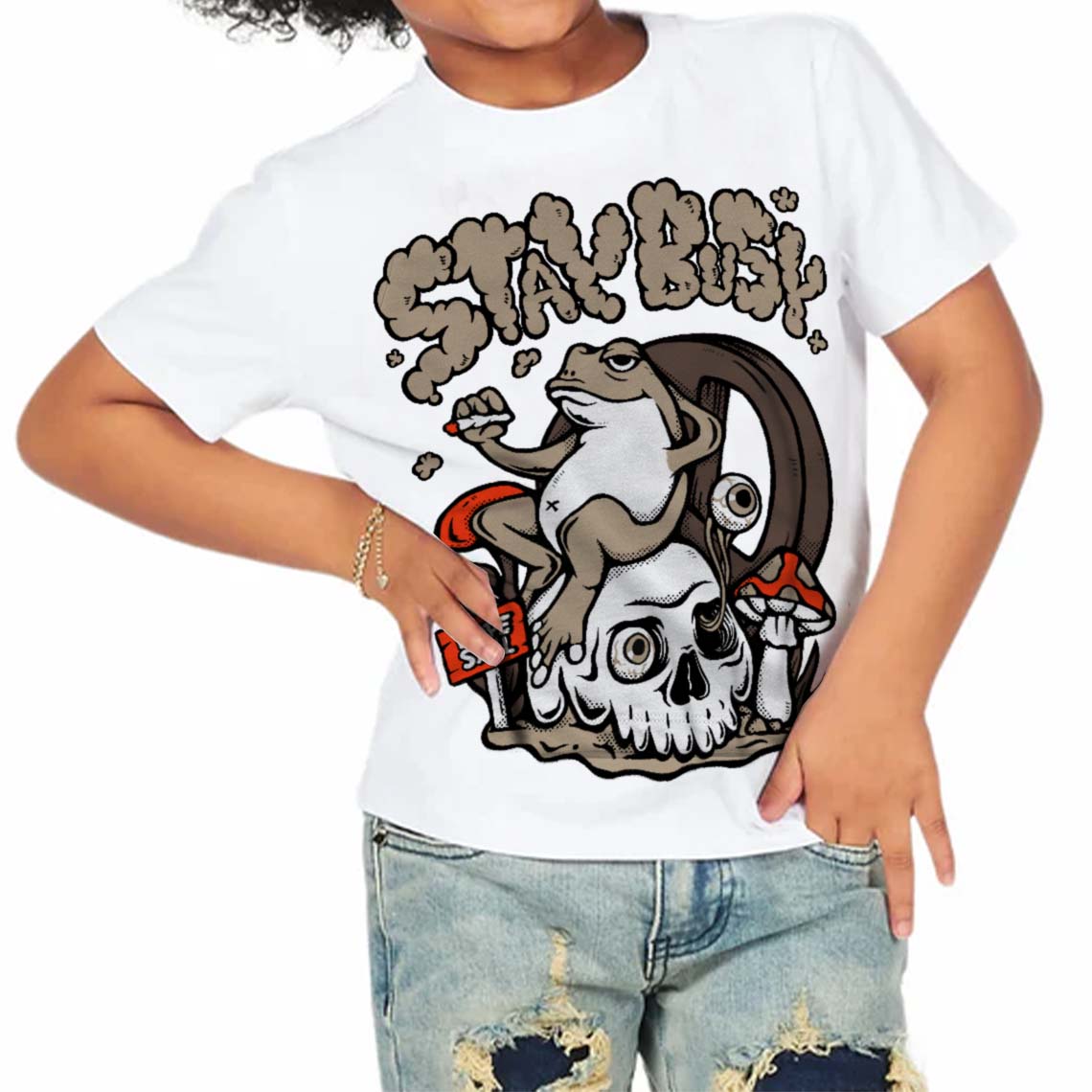 Latte 1s superstreetwear Toddler Kids T-shirt Stay Busy Graphic