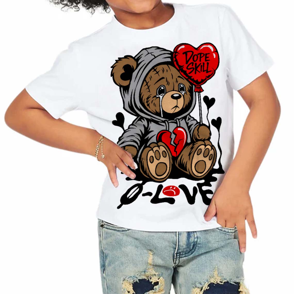 Black and White Collection superstreetwear Toddler Kids T-shirt Broken Bear Graphic