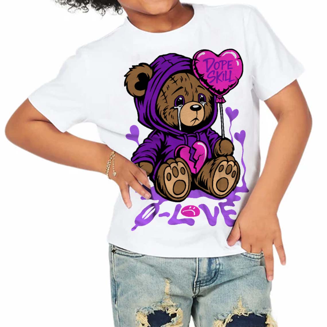 PURPLE Collection superstreetwear Toddler Kids T-shirt Broken Bear Graphic