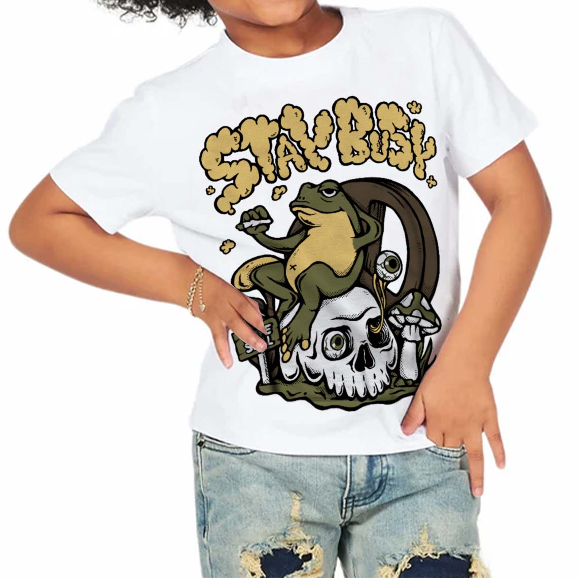 Craft Olive 4s superstreetwear Toddler Kids T-shirt Stay Busy Graphic