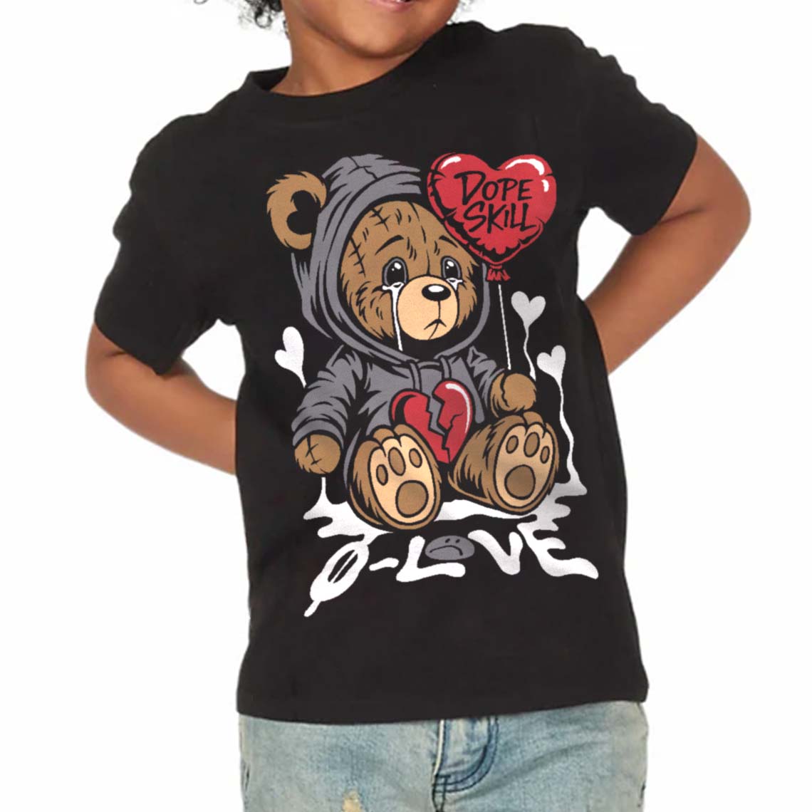 Cement Grey 3s superstreetwear Toddler Kids T-shirt Broken Bear Graphic