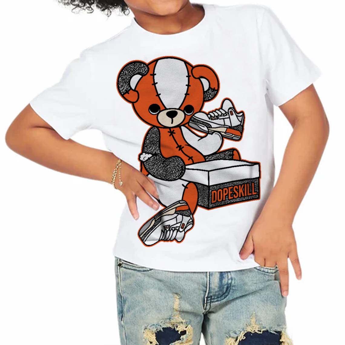 Georgia Peach 3s superstreetwear Toddler Kids T-shirt Sneakerhead BEAR Graphic