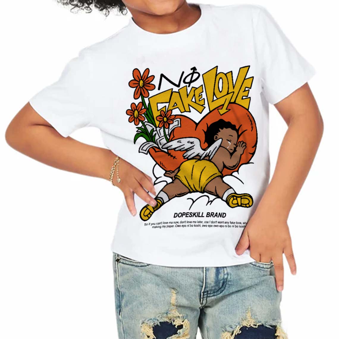 Yellow Collection superstreetwear Toddler Kids T-shirt No Fake Love Graphic