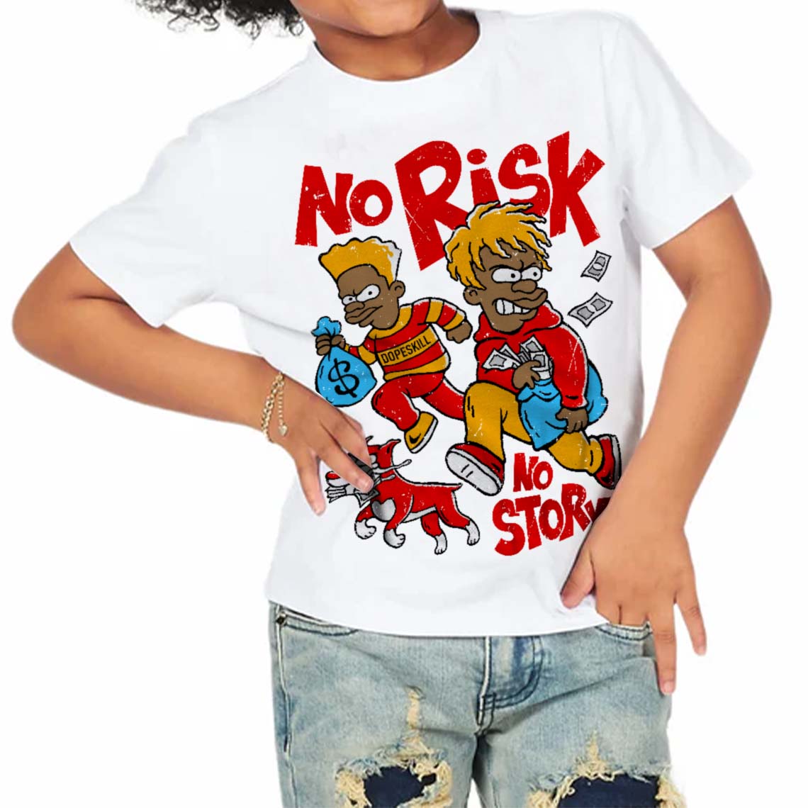 Red Collection superstreetwear Toddler Kids T-shirt No Risk No Story Graphic