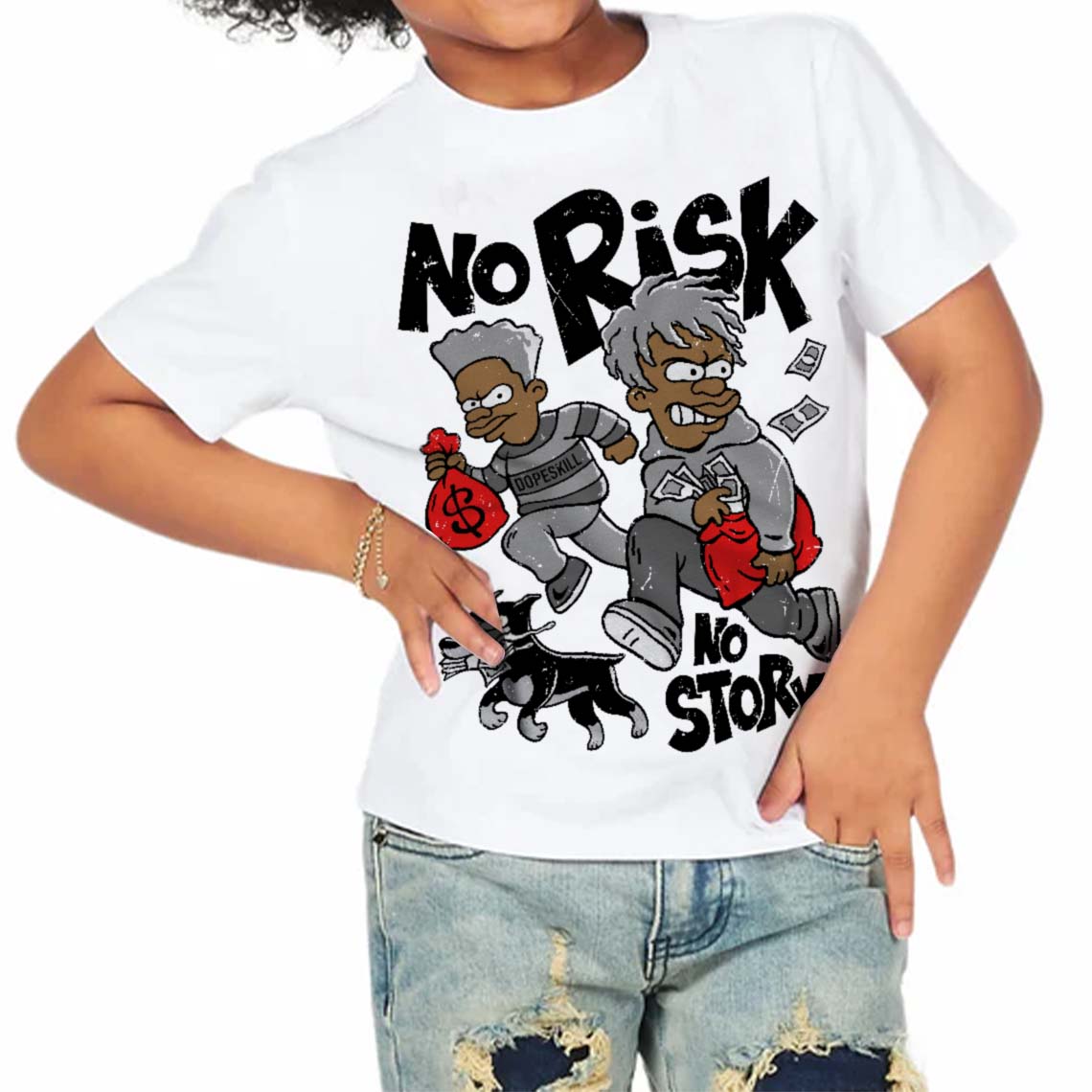 Grey Collection superstreetwear Toddler Kids T-shirt No Risk No Story Graphic