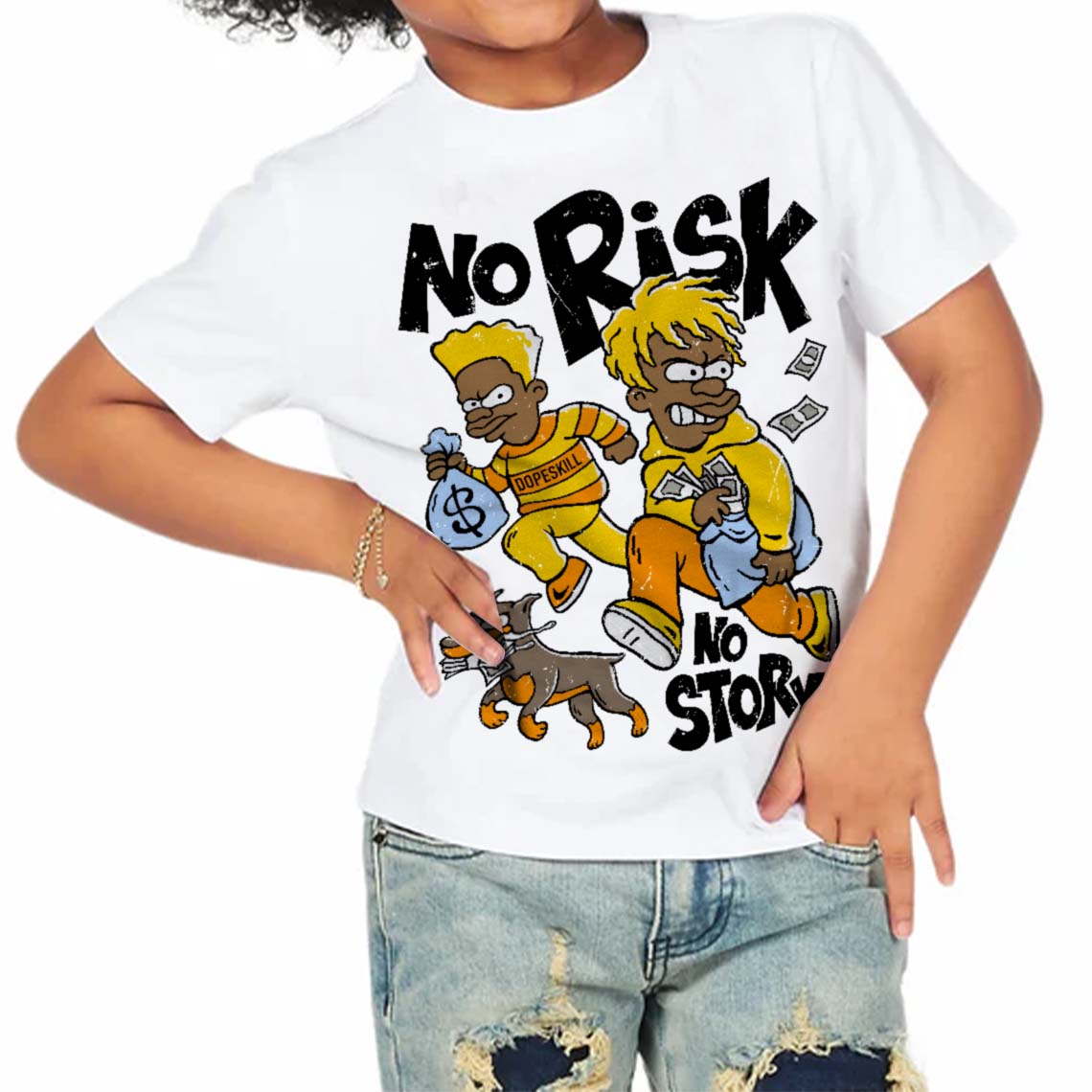 Yellow Ochre 6s superstreetwear Toddler Kids T-shirt No Risk No Story Graphic