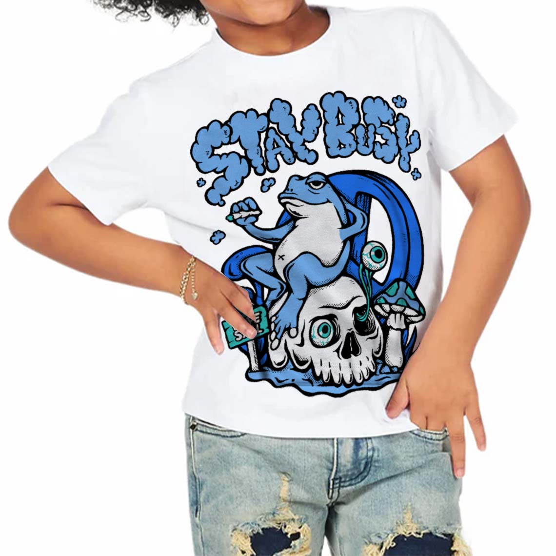 University Blue Collection superstreetwear Toddler Kids T-shirt Stay Busy Graphic