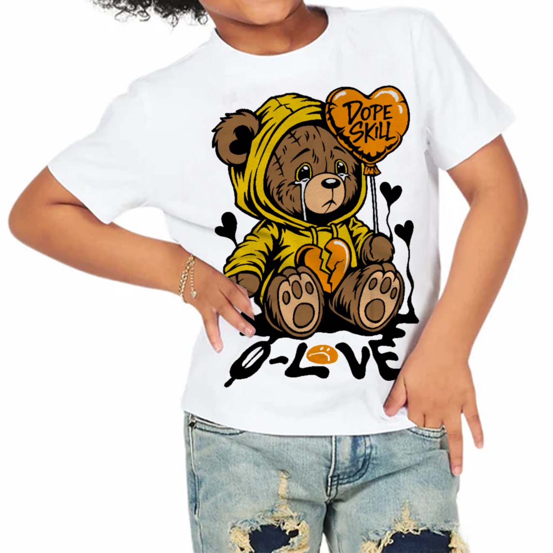 Yellow Ochre 6s superstreetwear Toddler Kids T-shirt Broken Bear Graphic