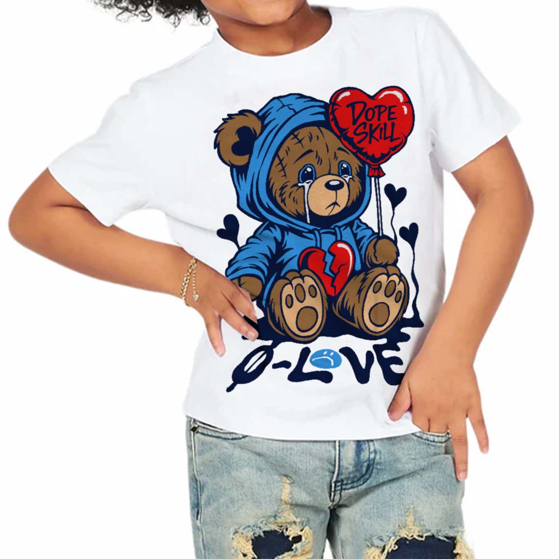 Midnight Navy 3s superstreetwear Toddler Kids T-shirt Broken Bear Graphic