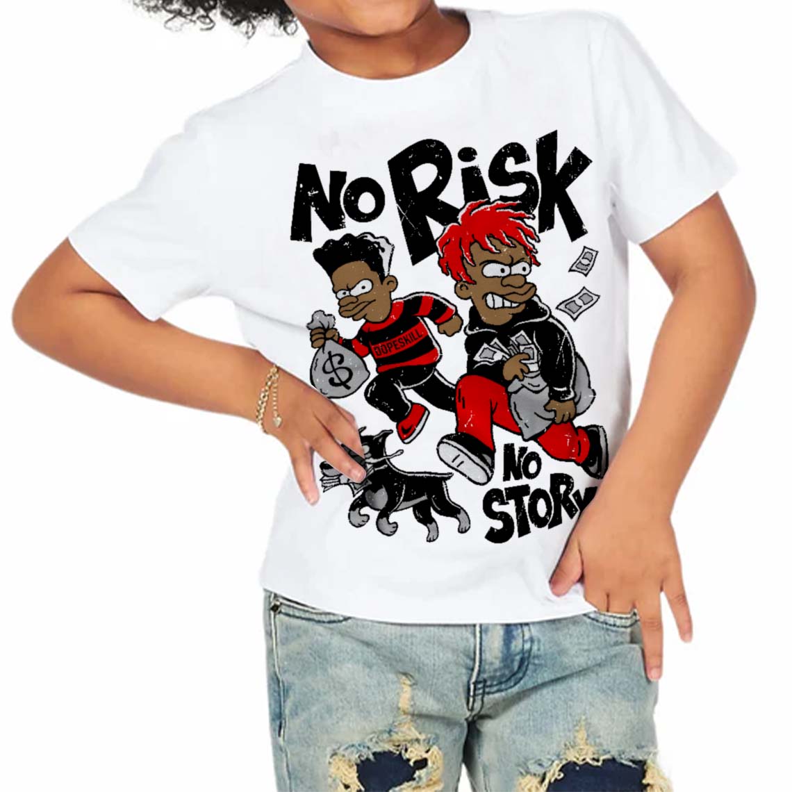 Panda White Black Dunk superstreetwear Toddler Kids T-shirt No Risk No Story Graphic