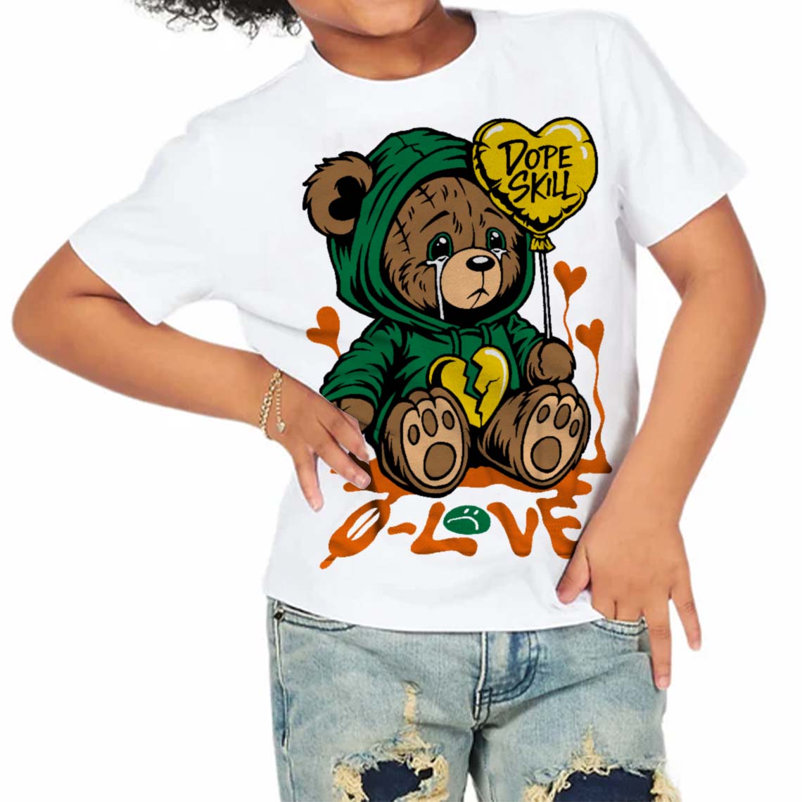 Green Collection superstreetwear Toddler Kids T-shirt Broken Bear Graphic