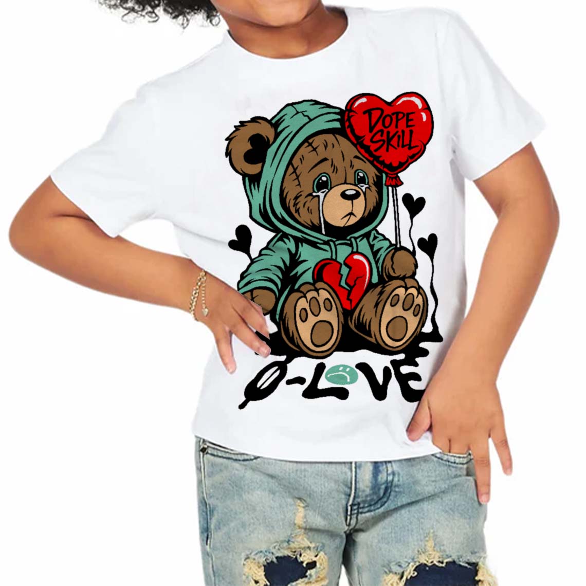 Green Glow 3s superstreetwear Toddler Kids T-shirt Broken Bear Graphic