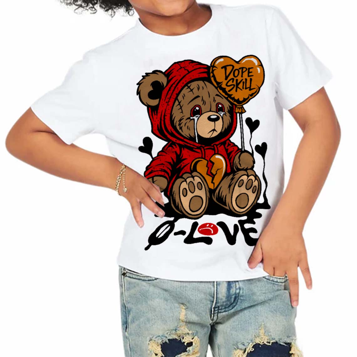 Red Cement 4S superstreetwear Toddler Kids T-shirt Broken Bear Graphic