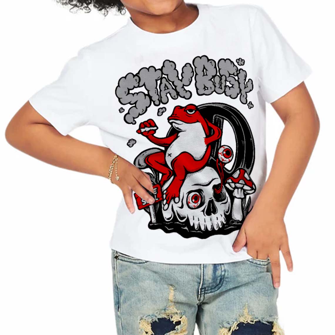 Panda White Black Dunk superstreetwear Toddler Kids T-shirt Stay Busy Graphic