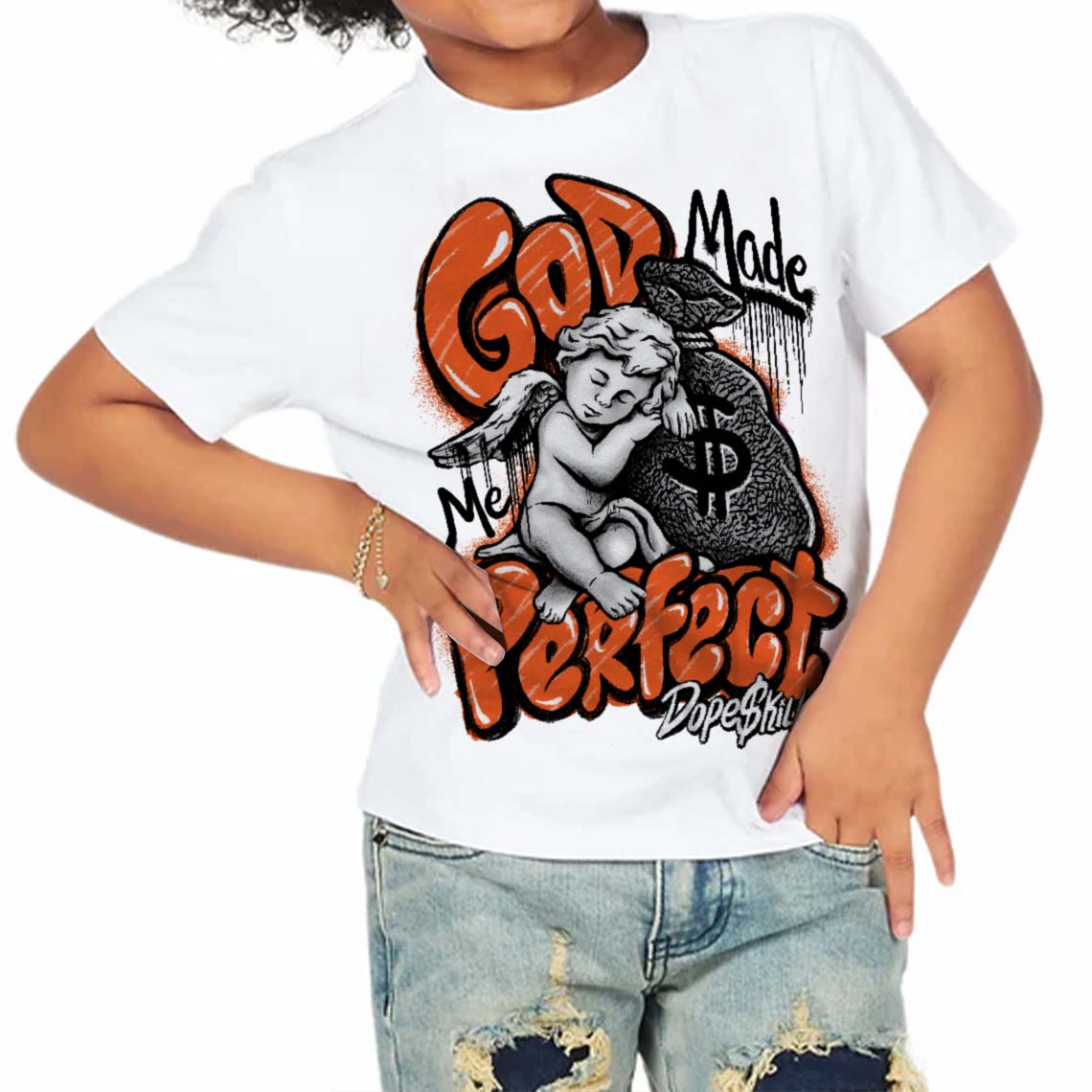Georgia Peach 3s superstreetwear Toddler Kids T-shirt God Made Me Perfect Graphic