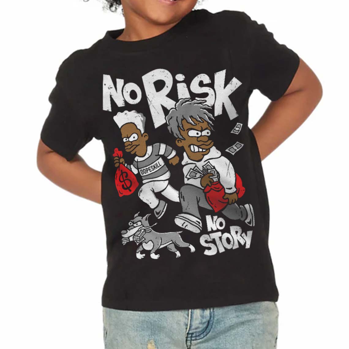 White Thunder 4s superstreetwear Toddler Kids T-shirt No Risk No Story Graphic