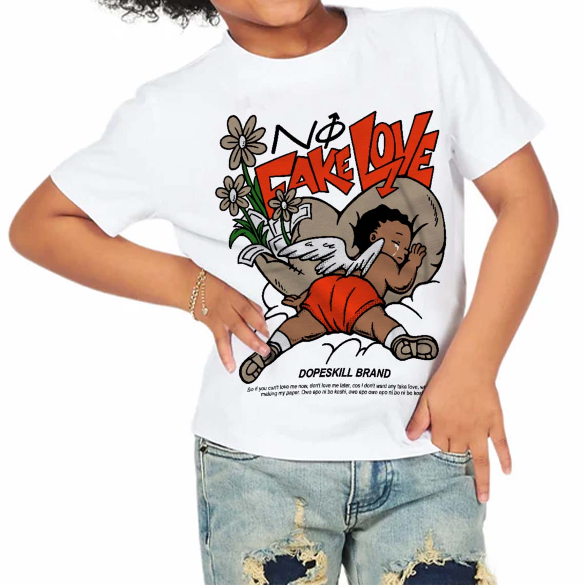 Latte 1s superstreetwear Toddler Kids T-shirt No Fake Love Graphic