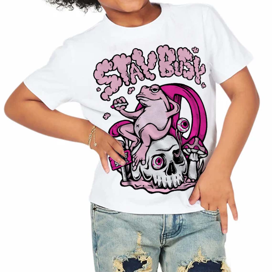 Triple Pink Dunk superstreetwear Toddler Kids T-shirt Stay Busy Graphic
