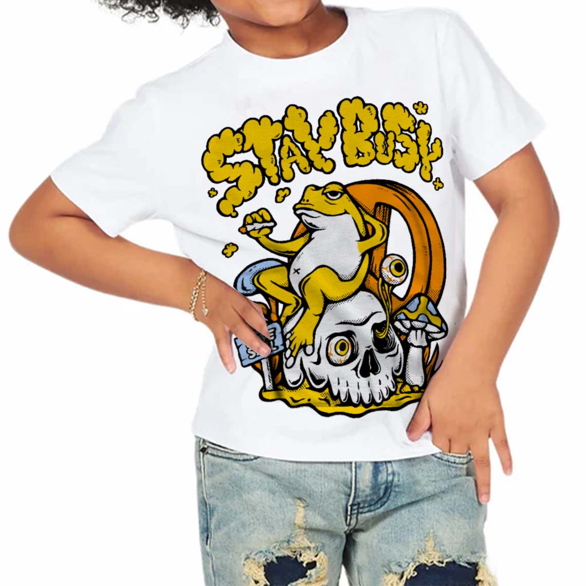 Yellow Ochre 6s superstreetwear Toddler Kids T-shirt Stay Busy Graphic