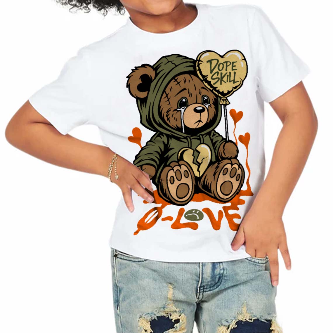Craft Olive 4s superstreetwear Toddler Kids T-shirt Broken Bear Graphic