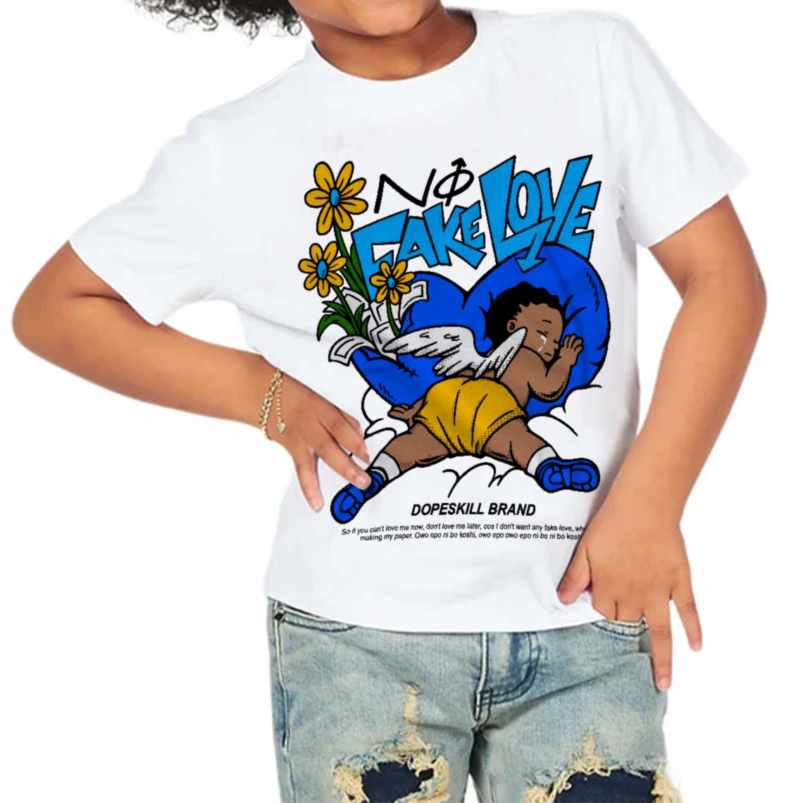 Royal Blue Collection superstreetwear Toddler Kids T-shirt No Fake Love Graphic