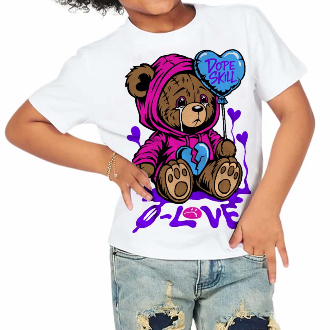 Dunk Active Fuchsia superstreetwear Toddler Kids T-shirt Broken Bear Graphic