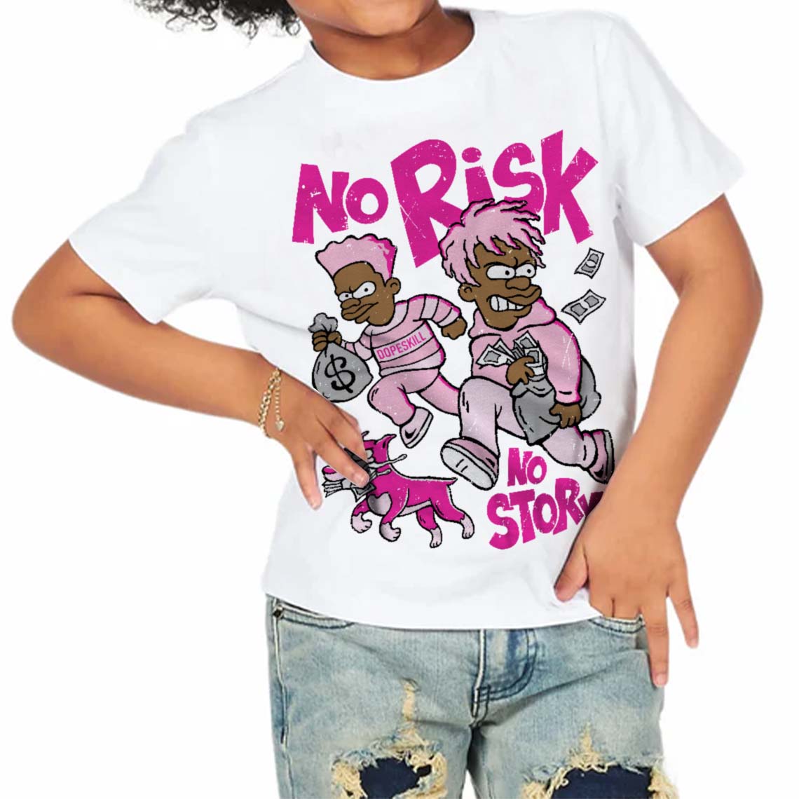 Triple Pink Dunk superstreetwear Toddler Kids T-shirt No Risk No Story Graphic