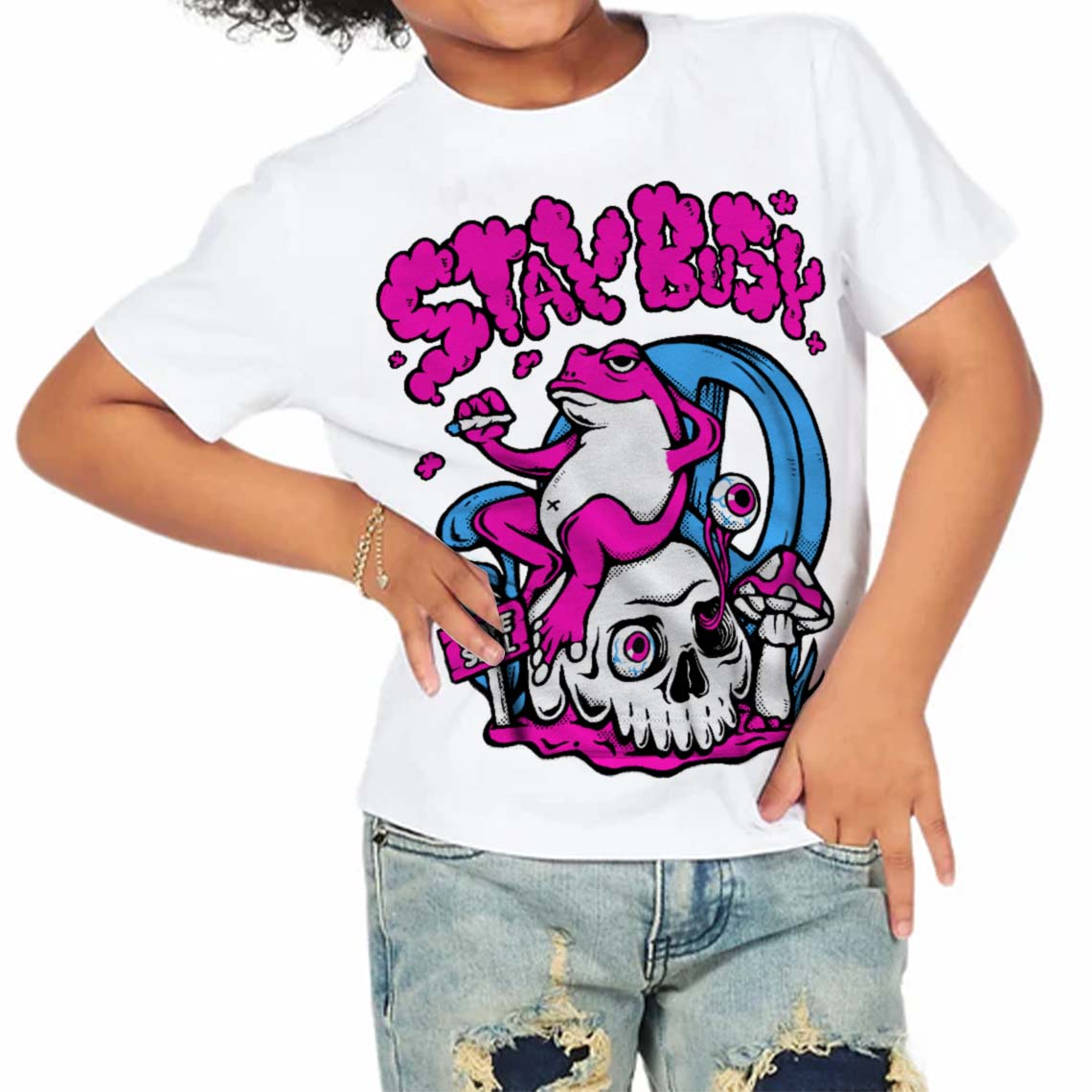 Dunk Active Fuchsia superstreetwear Toddler Kids T-shirt Stay Busy Graphic