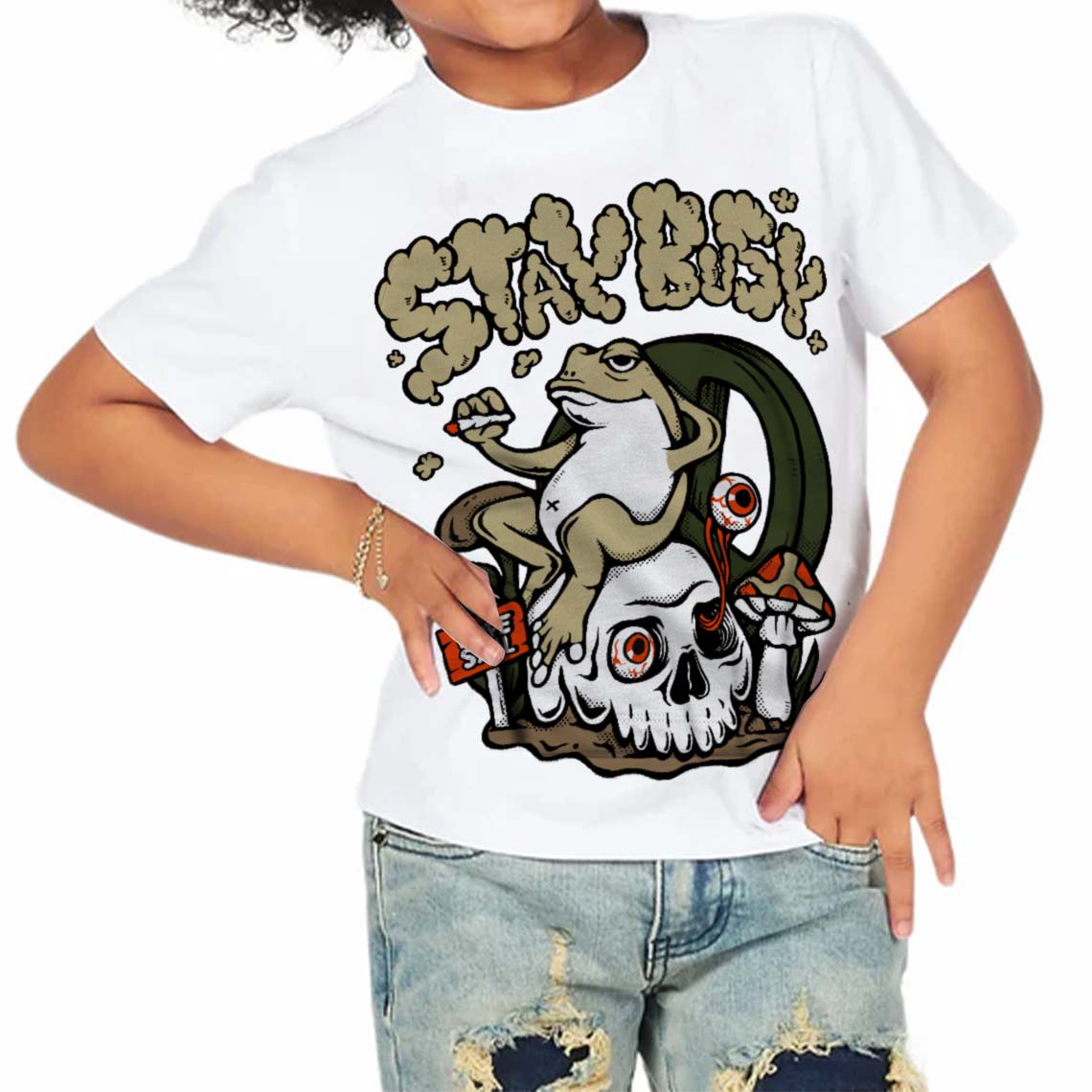 Olive Collection superstreetwear Toddler Kids T-shirt Stay Busy Graphic